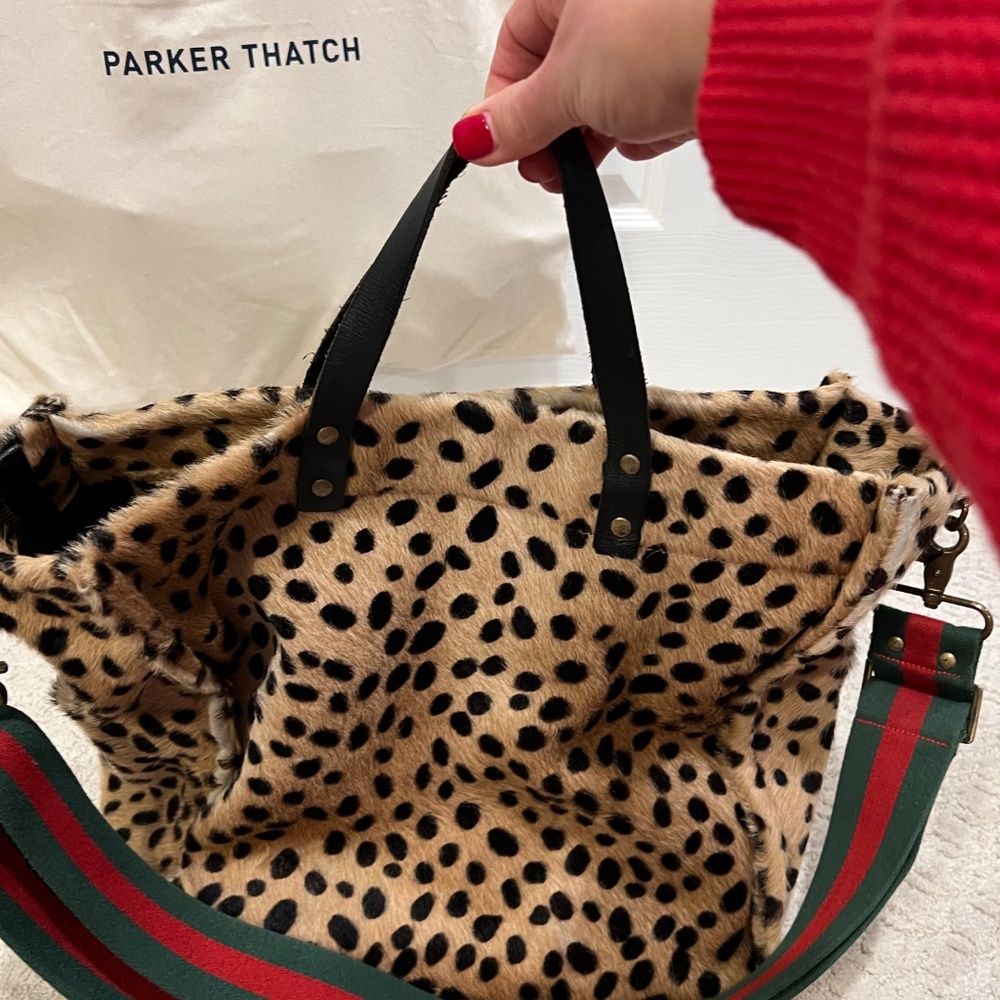 Parker Thatch Leopard Print Tote in Tan and Black - Picture 3 of 10